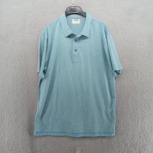 Linksoul Shirt Mens Large‎ Blue Ink Dyed Summer Weave Polo Golf Luxury Cotton